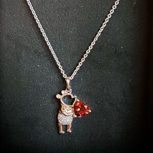 Disney Treasures Winnie the Pooh with Garnet Heart Necklace NIB